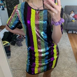 Rainbow sequin dress